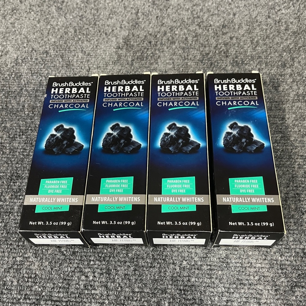 Set of 4 Brush Buddies Herbal Toothpaste Charcoal